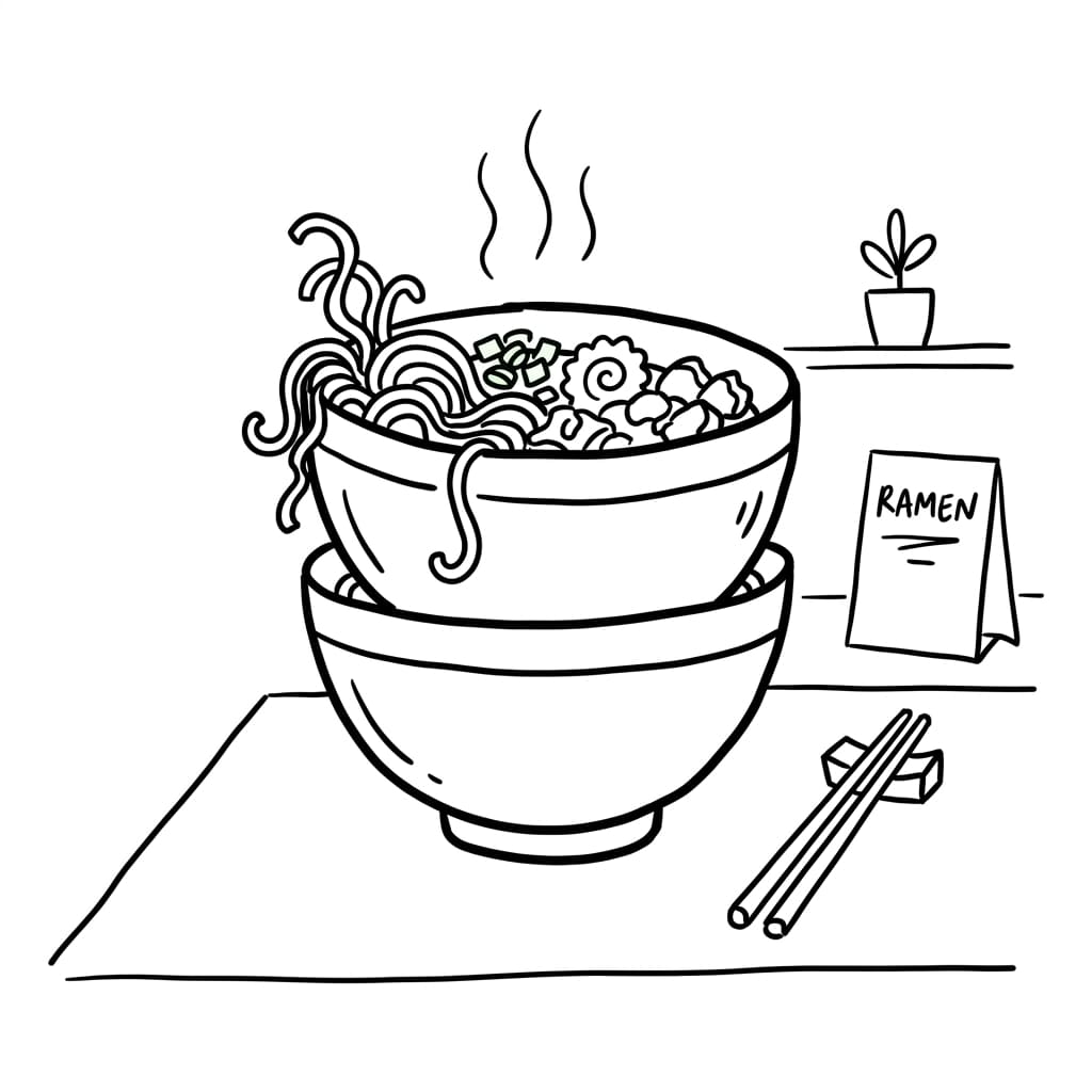 Two_stacked_noodle_bowls drawing idea