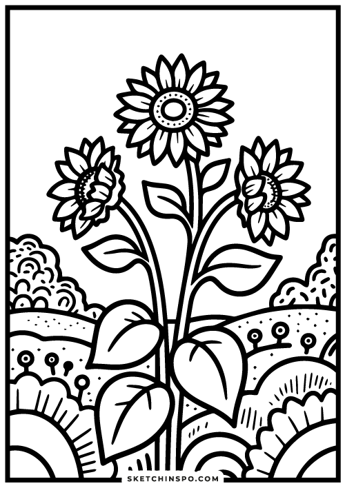 free flower coloring page 1