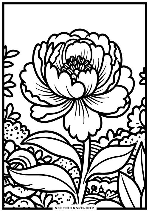 free flower coloring page 4