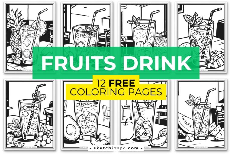 12 Free PDF Printable Fruits Drink Coloring Pages