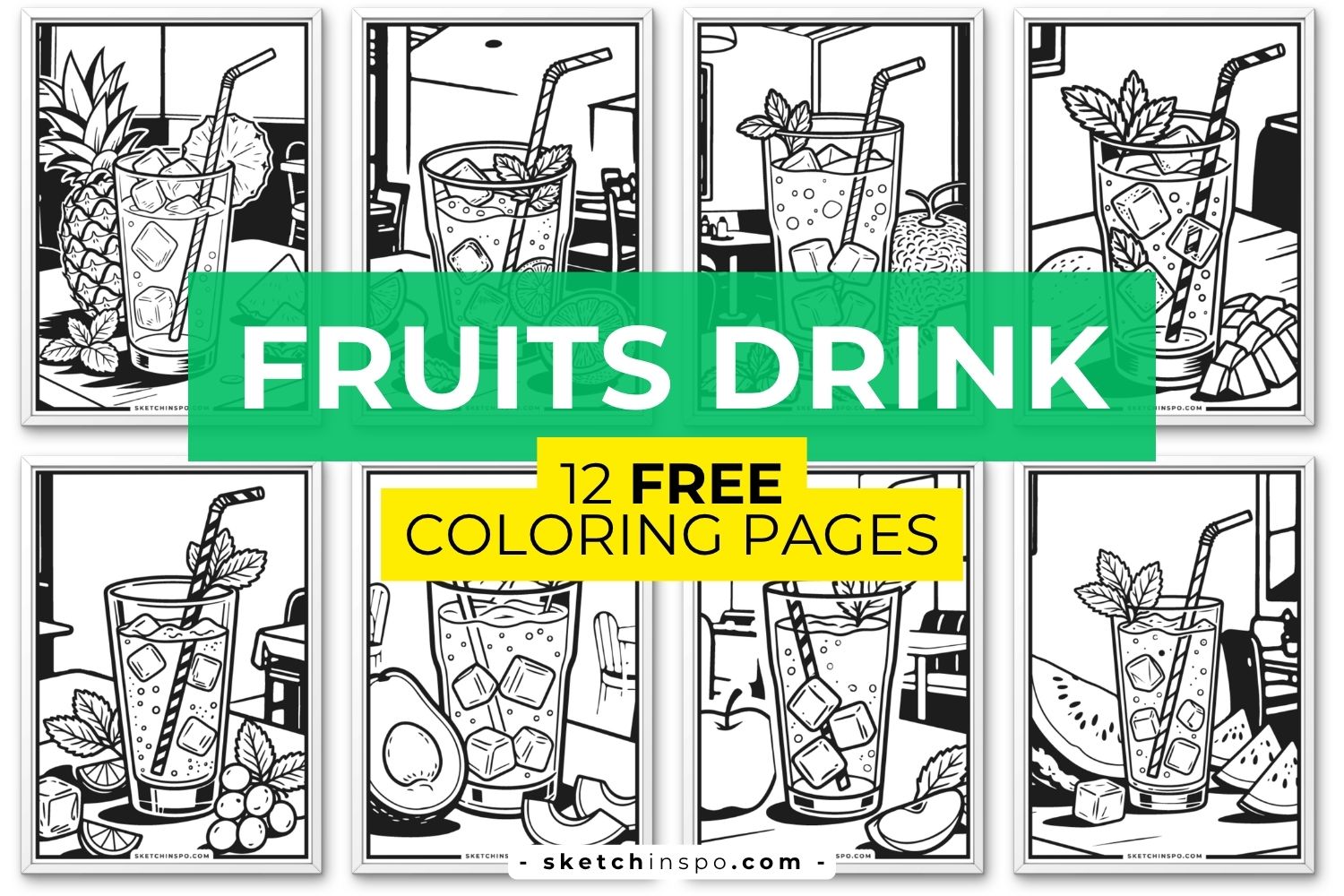 12 Free PDF Printable Fruits Drink Coloring Pages