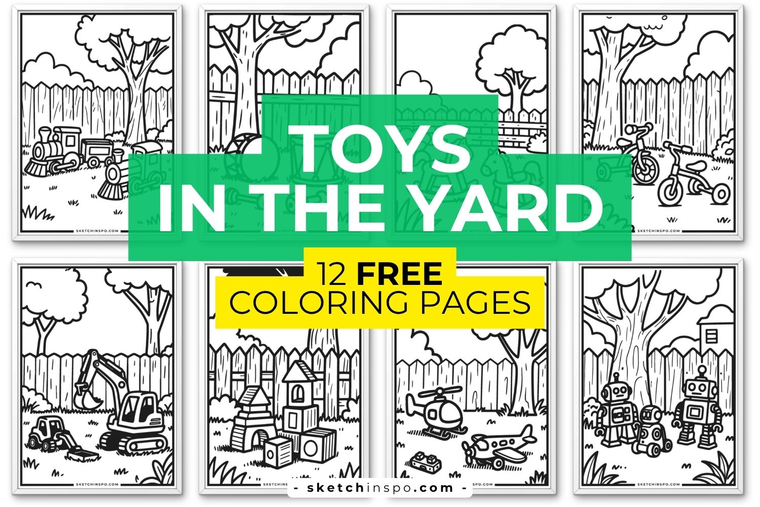12 Free Printable Toys in The Yard Coloring Pages