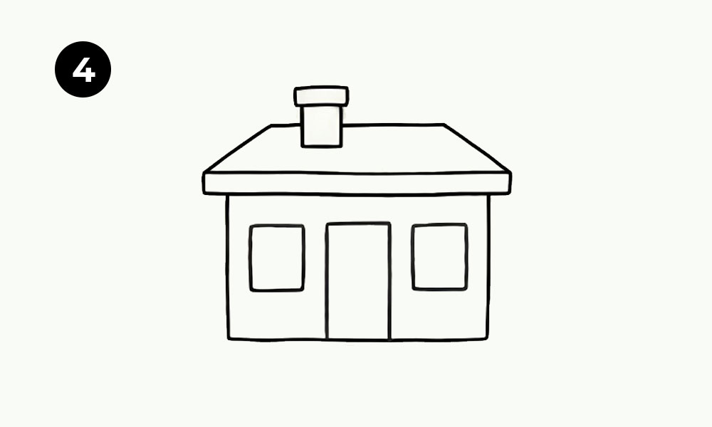 how to draw a cabin with chimney-Step 4. Add the Door and Windows