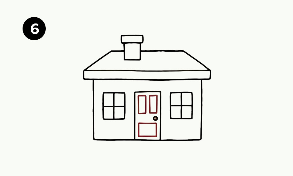 how to draw a cabin with chimney-Step 6. Add Door Details