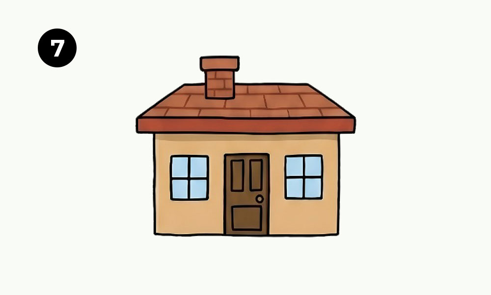 how to draw a cabin with chimney-Step 7. Color the House