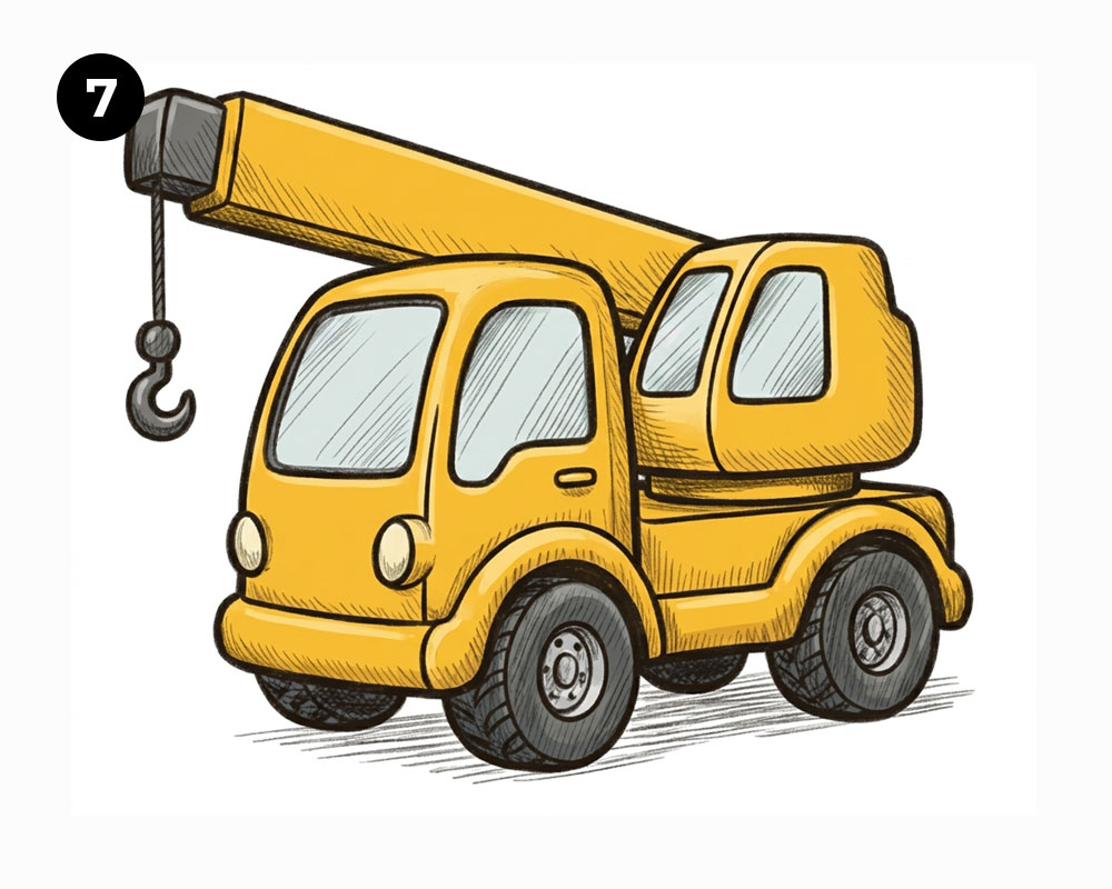 Step 7: Color Your Crane Truck