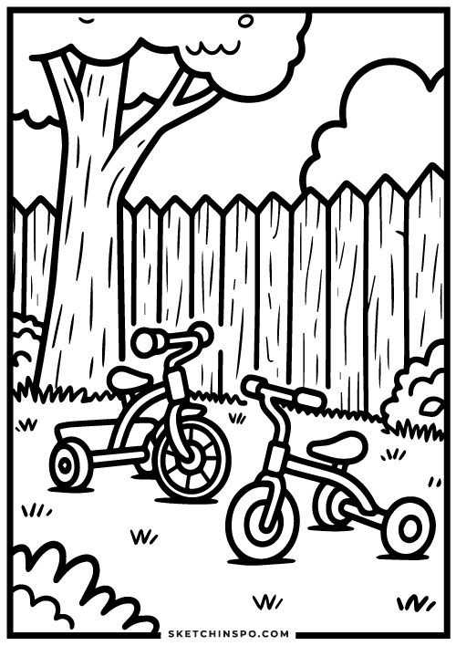free printable toys in the yard coloring page 1
