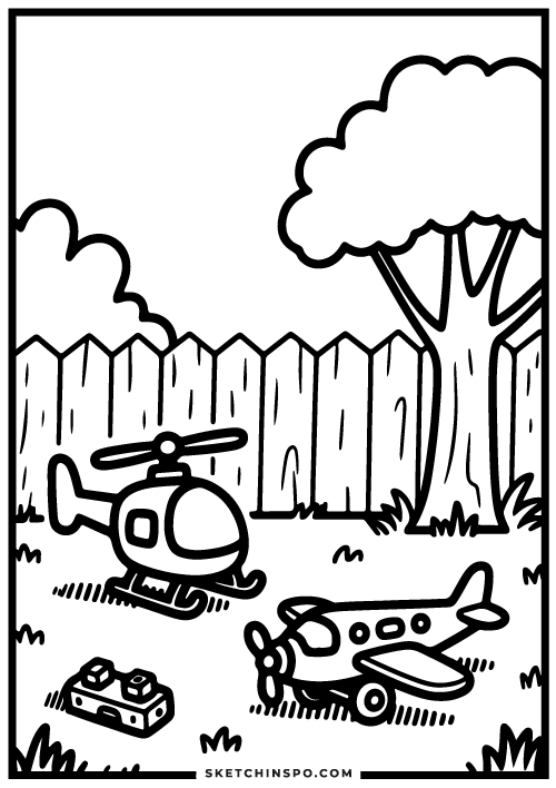 free printable toys in the yard coloring page 9