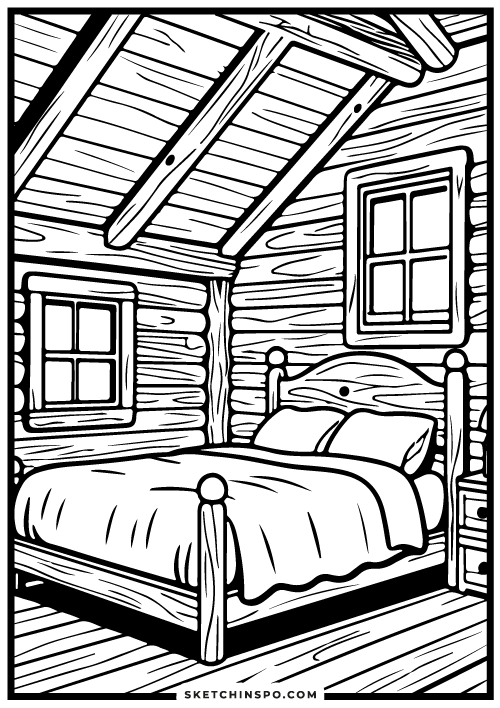 free printable bedroom coloring page 1