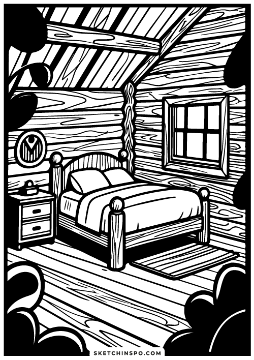 free printable bedroom coloring page 10
