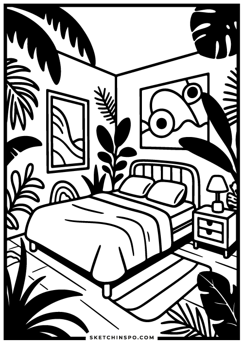 free printable bedroom coloring page 12