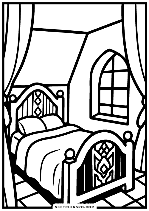 free printable bedroom coloring page 2