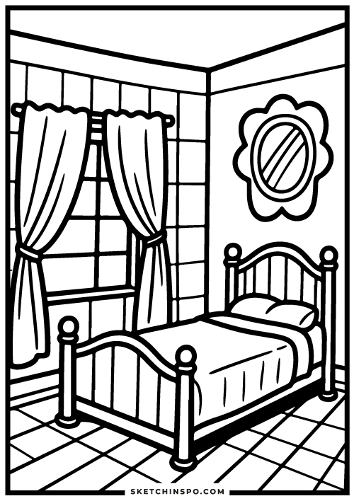 free printable bedroom coloring page 3