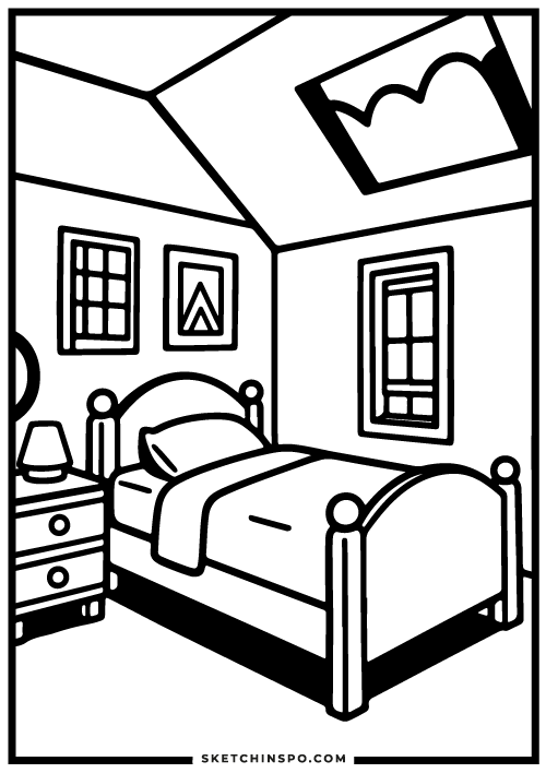 free printable bedroom coloring page 5
