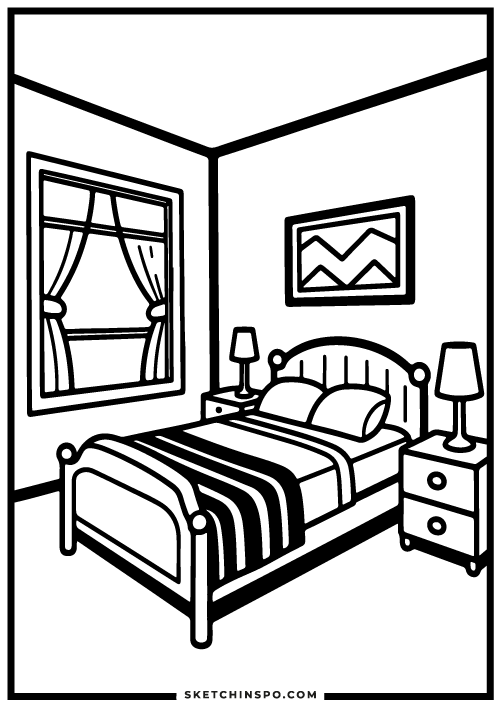 free printable bedroom coloring page 6