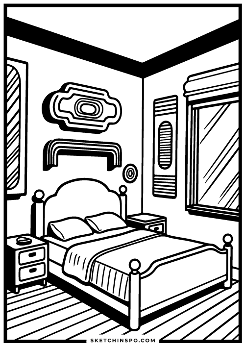 free printable bedroom coloring page 8