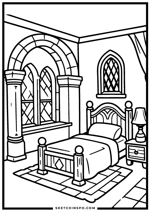 free printable bedroom coloring page 9