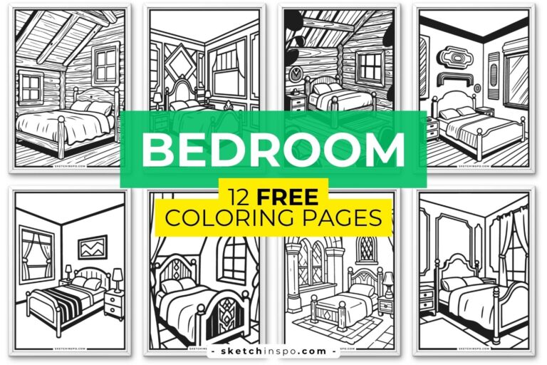12 Free Printable Bedroom Coloring Pages