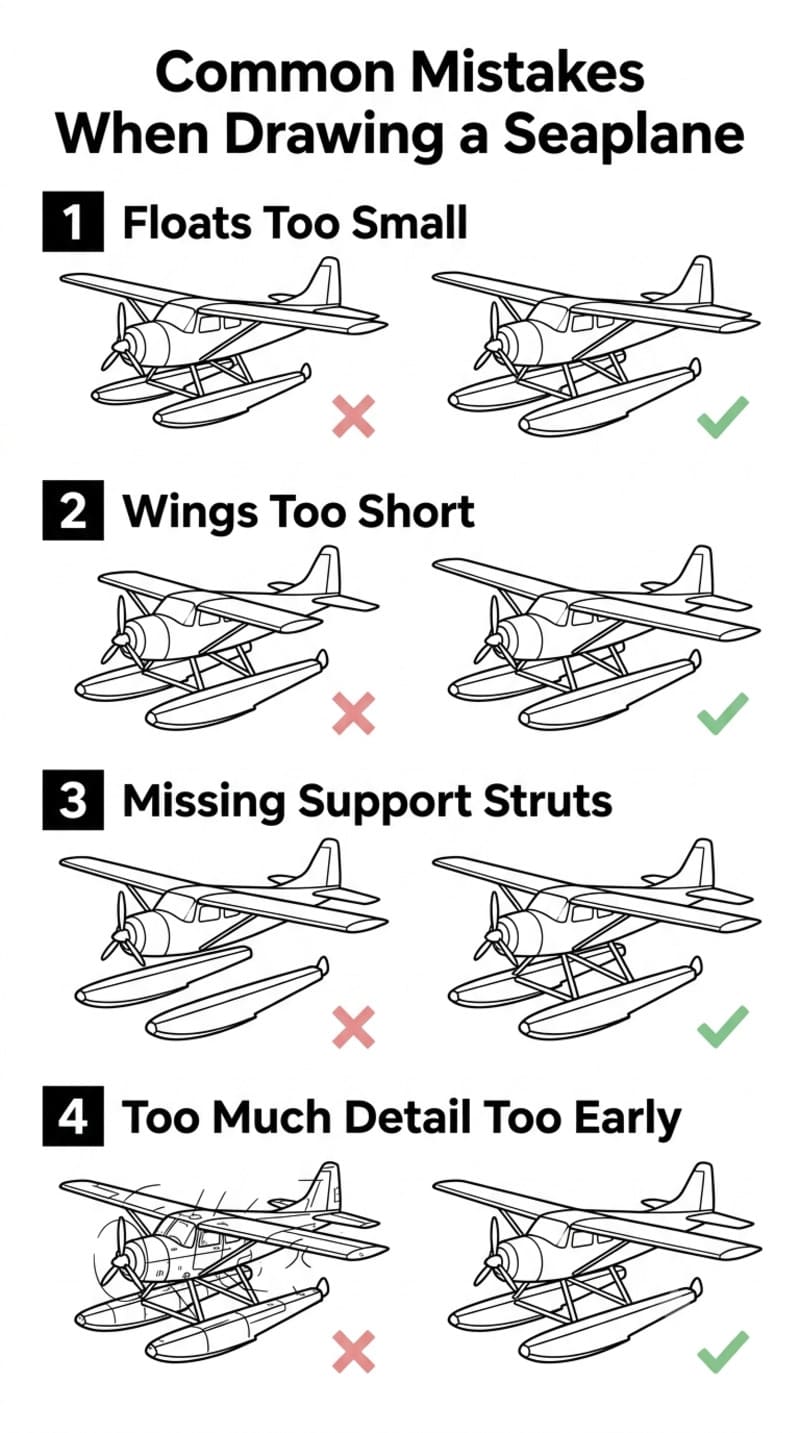 Common Mistakes When Drawing a Seaplane-infographic