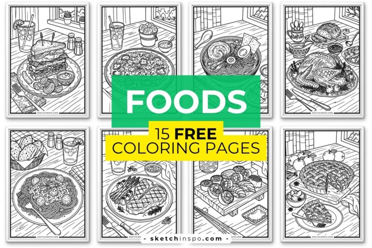 15 Free Printable Foods on the Table Coloring Pages