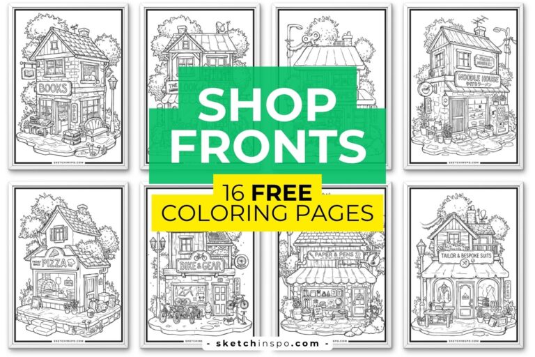 16 Free Printable Shop Fronts Coloring Pages