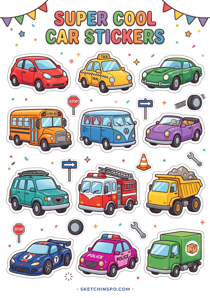What's Included in These Printable Car Stickers