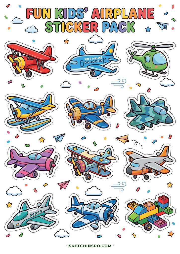 Fun Kids' airplane stickers preview