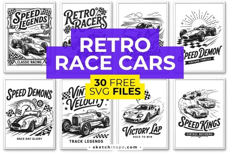 30 Free Retro Race Car SVG Files