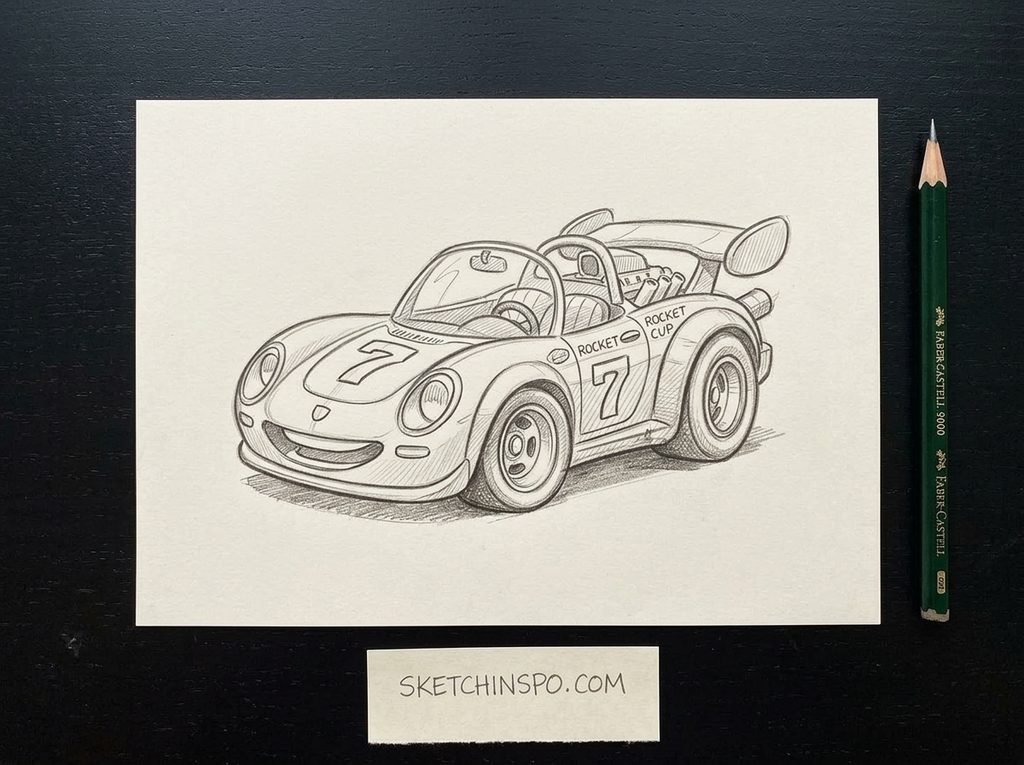 The Rocket Cup Racer - cute car drawing