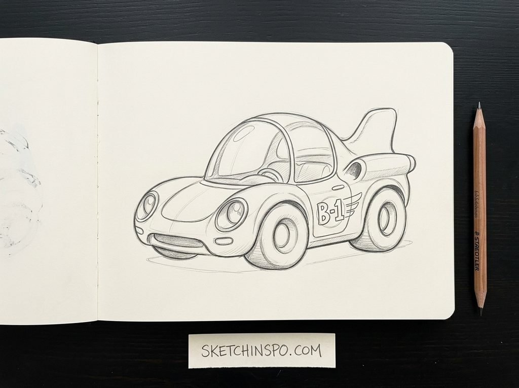 The B-1 Winged Racer - cute car drawing