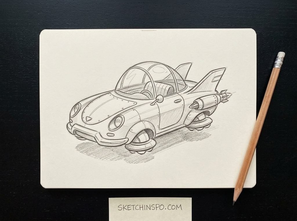 The Hovering Rocket Coupe - cute car drawing