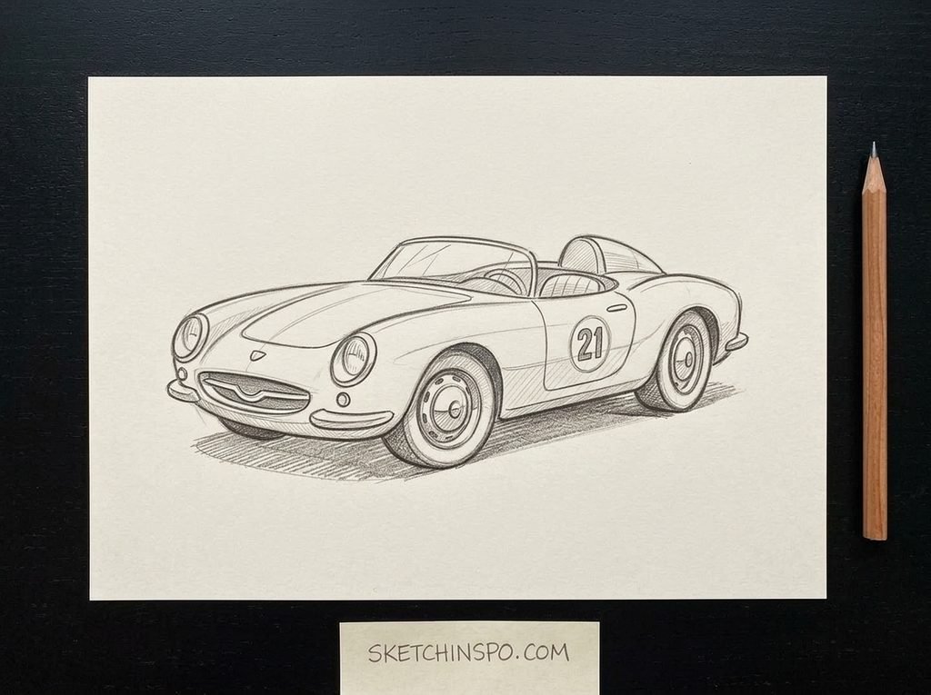 The Vintage Roadster - cute car drawing