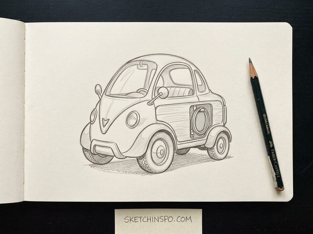 The Mobile Sound Car - cute car drawing