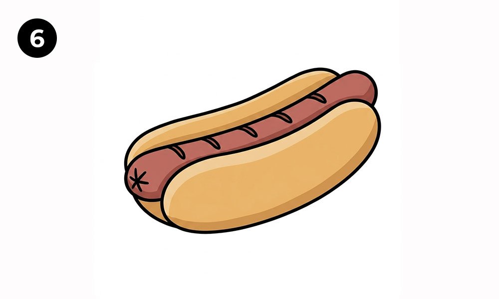 Step 6: Outline and Color Your Hotdog