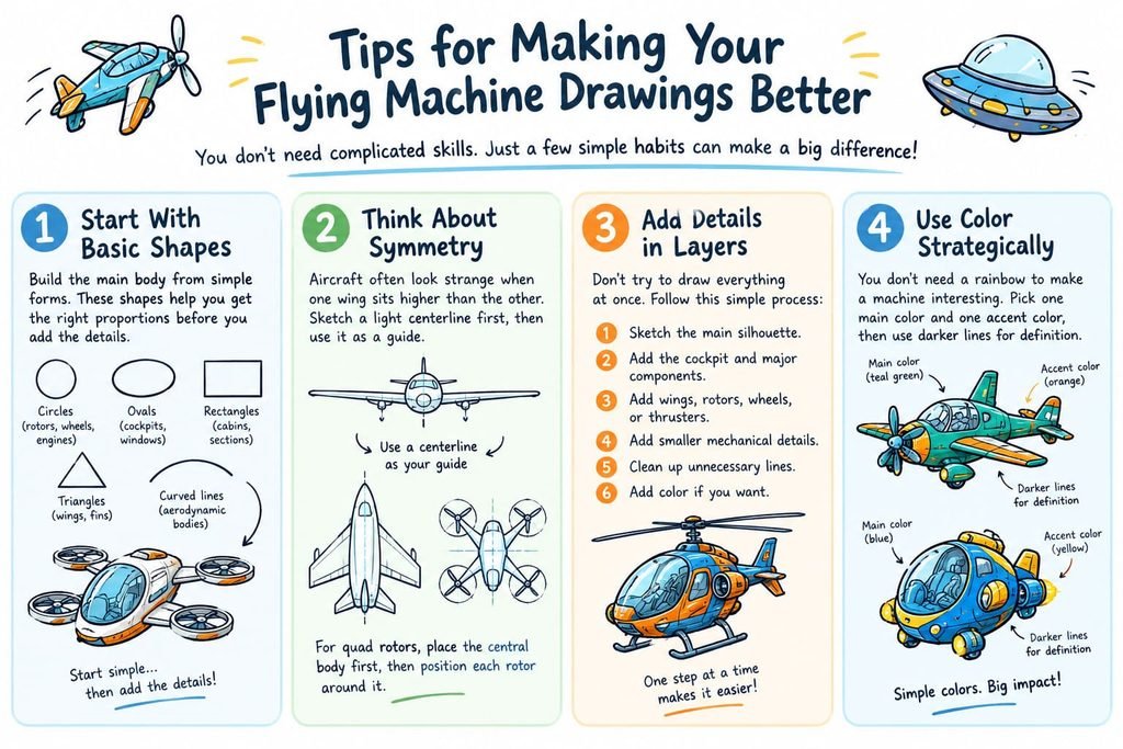 Tips for Making Your Flying Machine Drawings Better Infographic