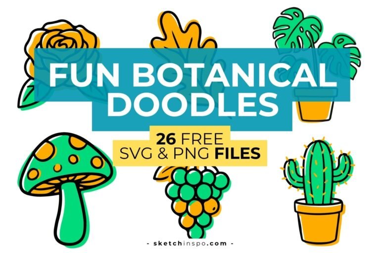 Fun Botanical Doodles: 26 Free SVG & PNG Files