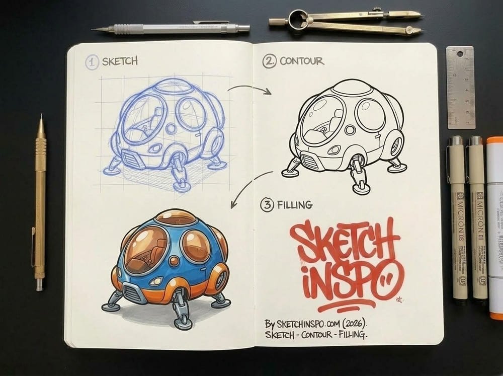Blue Orange Bubble Craft drawing idea