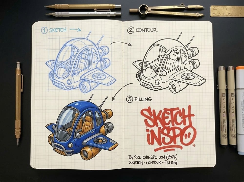 Blue Orange Quad Rotor drawing idea