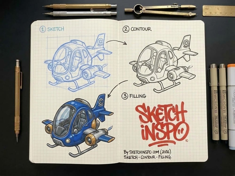Compact Helicopter drawing idea