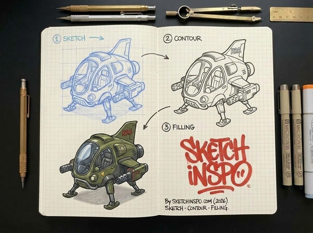 Green Recon Vehicle drawing idea