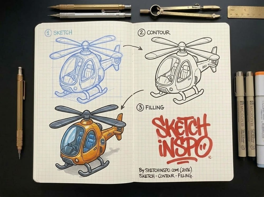Orange Helicopter drawing idea