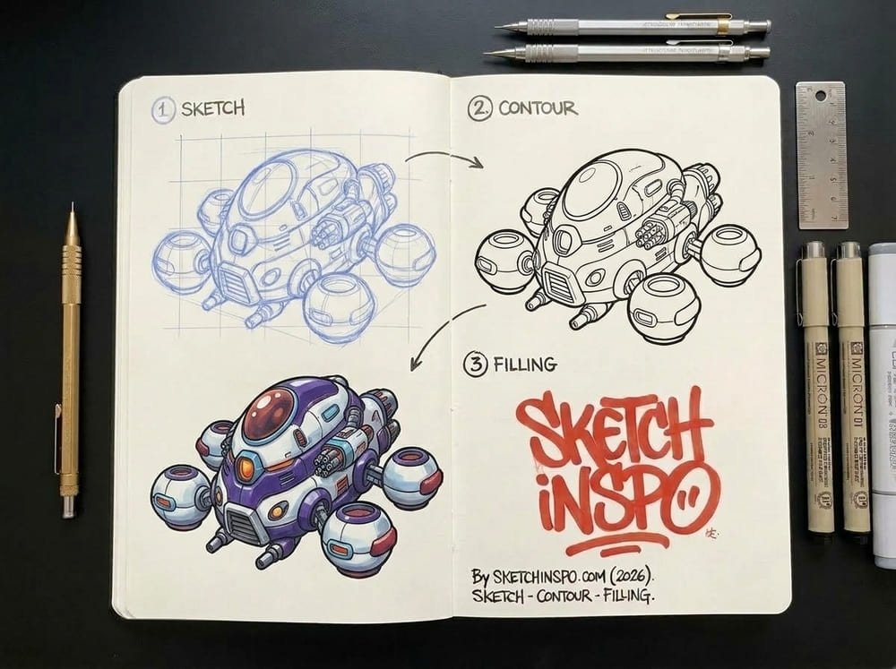 Purple Orbital Shuttle drawing idea