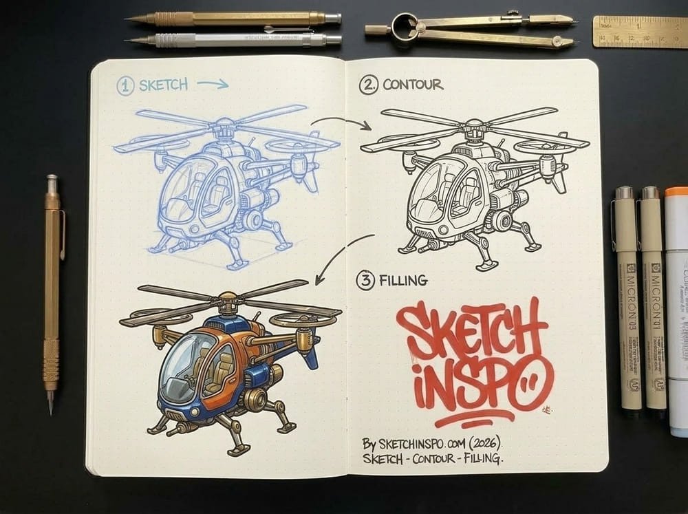 Quad Rotor Helicopter drawing idea