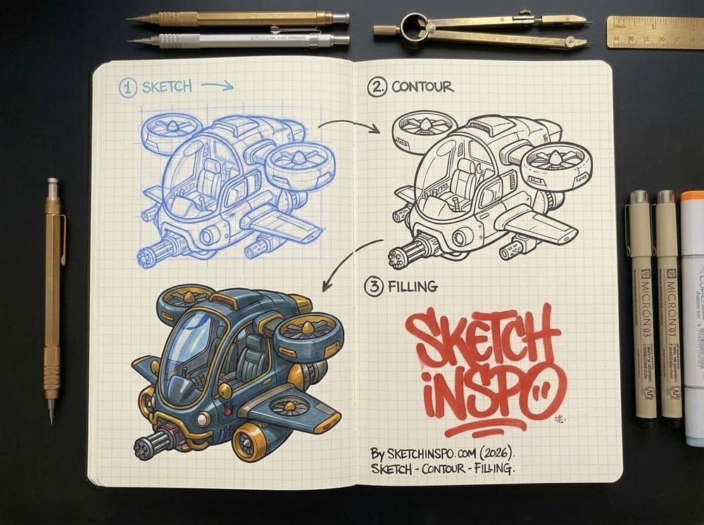 Steampunk Quadcopter drawing idea